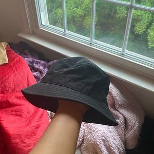 Solid black bucket hat